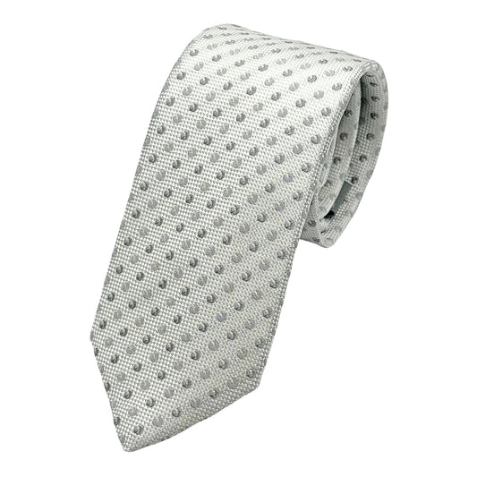 White Italian Mens Silk Textured Geometric Weave Neck Tie