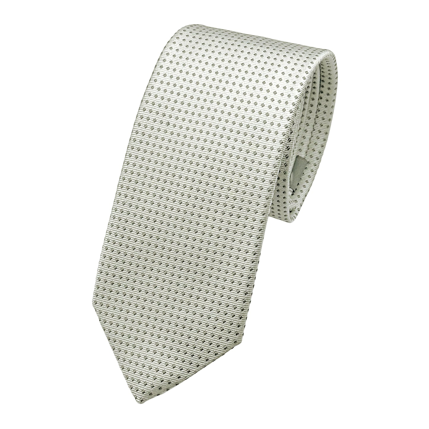 White Italian Mens Silk Textured Spotted Weave Neck Tie