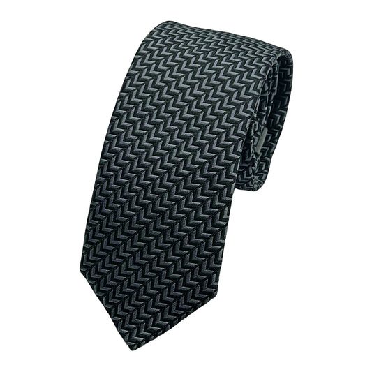 Charcoal Italian Mens Silk Geometric Weave Neck Tie