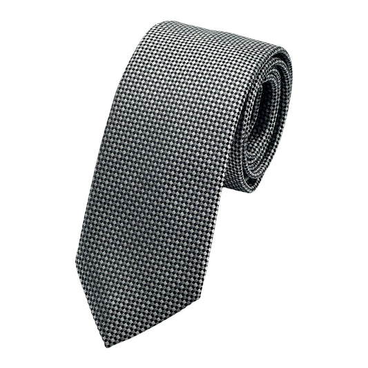 Grey Italian Mens Silk Geometric Weave Neck Tie