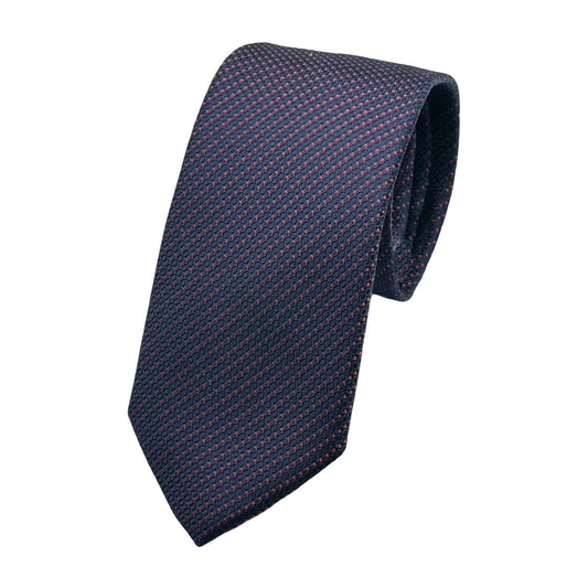 Navy Italian Mens Silk Geometric Subtle Striped Weave Neck Tie