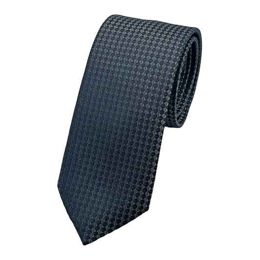 Charcoal Italian Mens Silk Geometric Weave Neck Tie