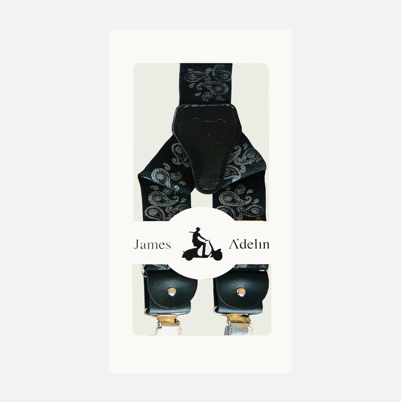 Black Mens Bold Paisley Weave Suspenders