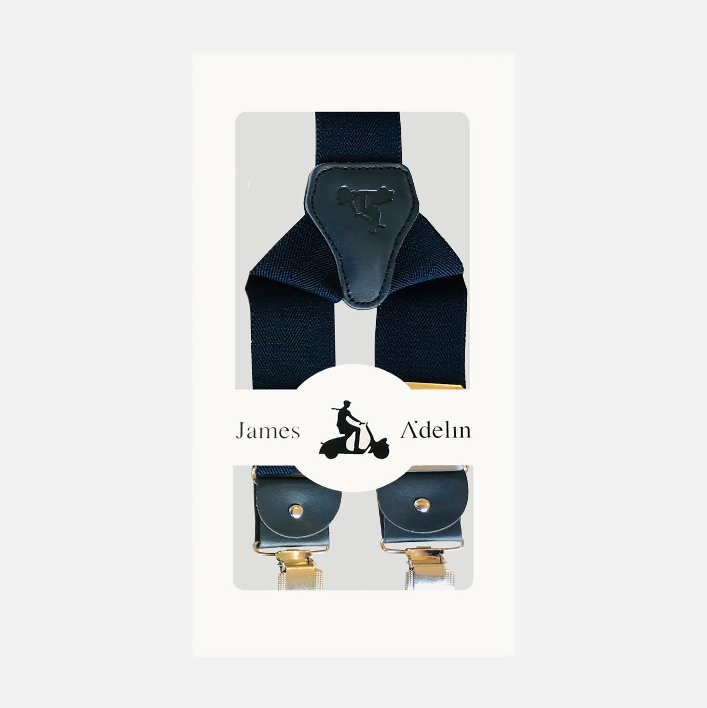 Navy Mens Plain Textured Weave Suspenders