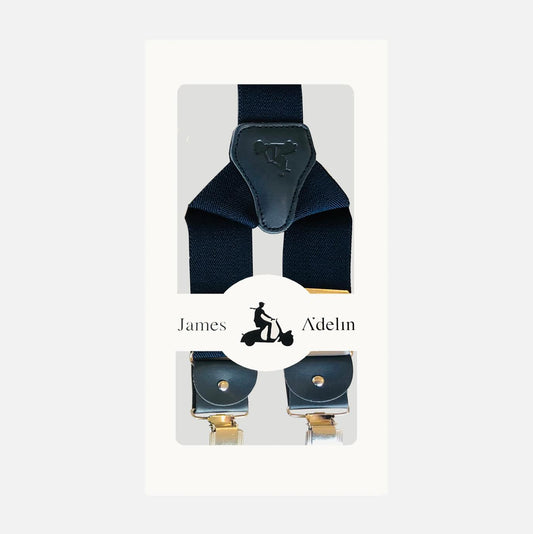Navy Mens Plain Textured Weave Suspenders