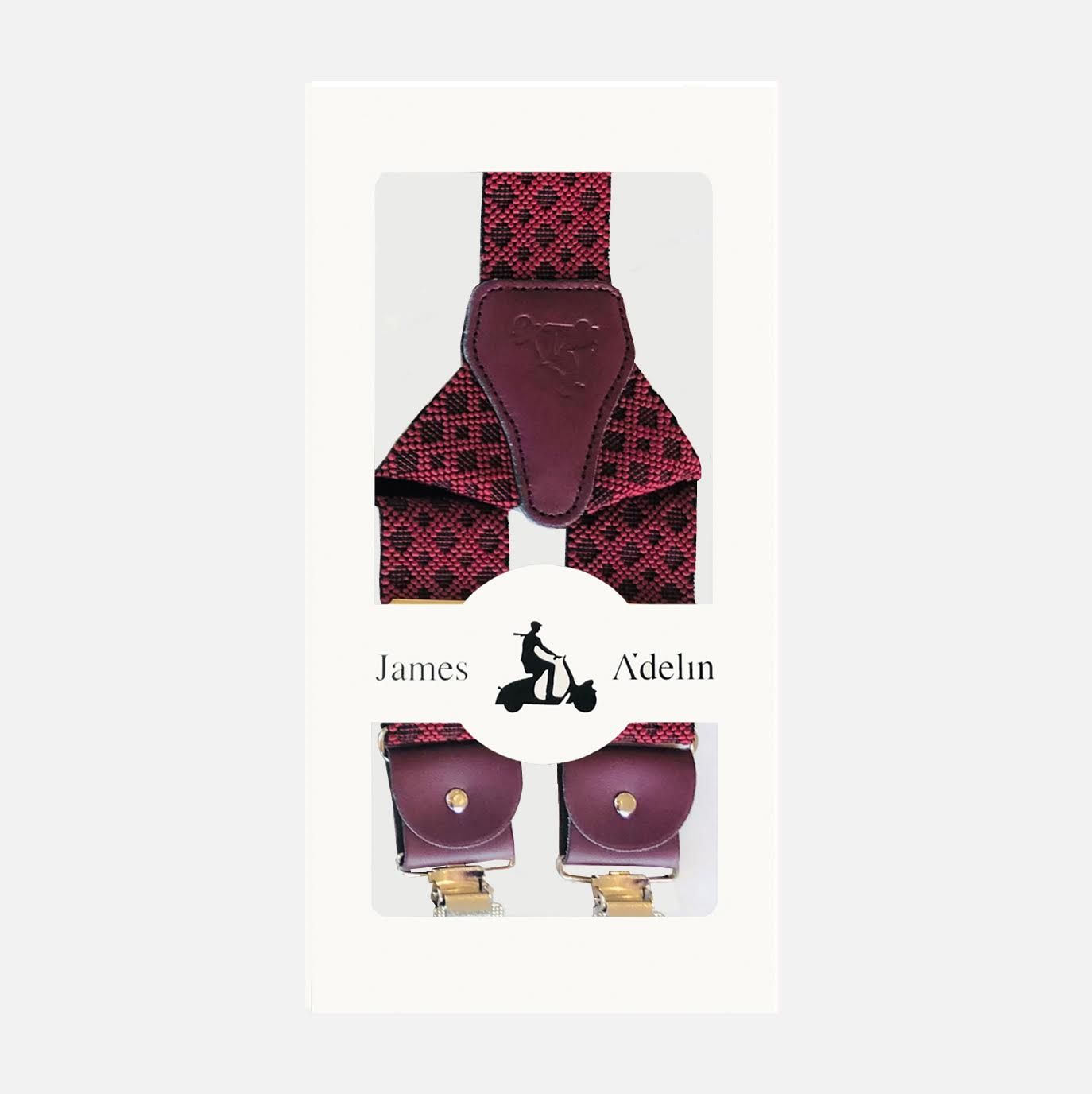 Burgundy Mens Argyle Weave Suspenders