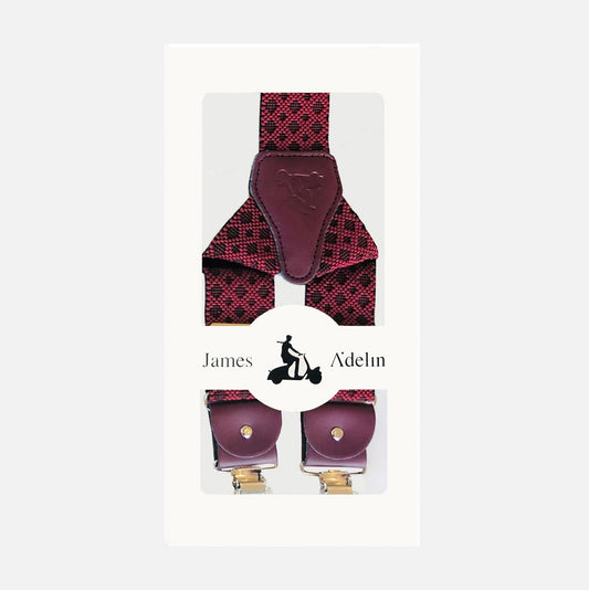 Burgundy Mens Argyle Weave Suspenders