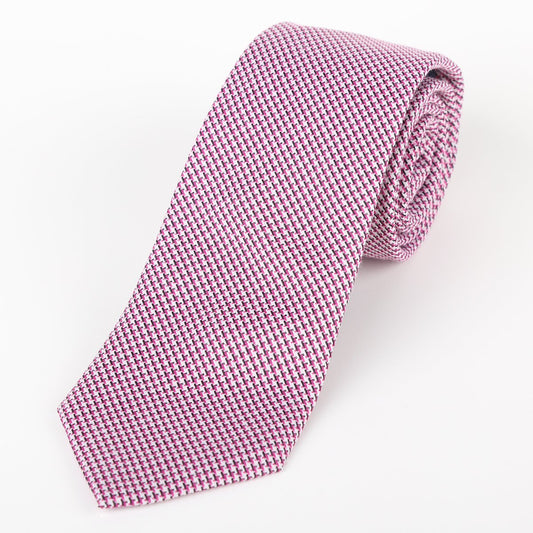 Magenta Luxury Neck Tie in Houndstooth Weave