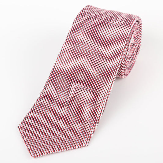Red Luxury Neck Tie in Houndstooth Weave