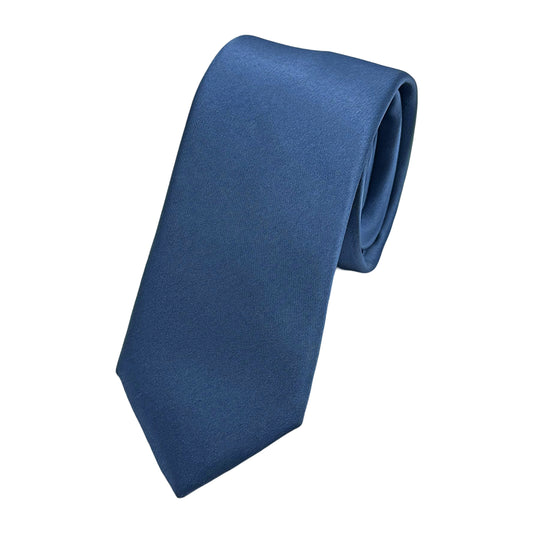 Slate Blue Italian Mens Luxury Satin Weave Neck Tie