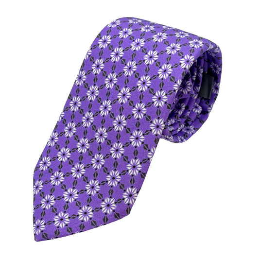 Purple Mens Italian Silk Satin Geometric Weave Neck Ties
