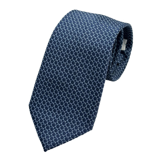 Navy Mens Italian Silk Geometric Weave Neck Ties