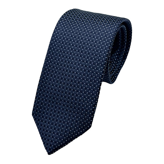 Navy Italian Mens Silk Textured Spotted Weave Neck Tie