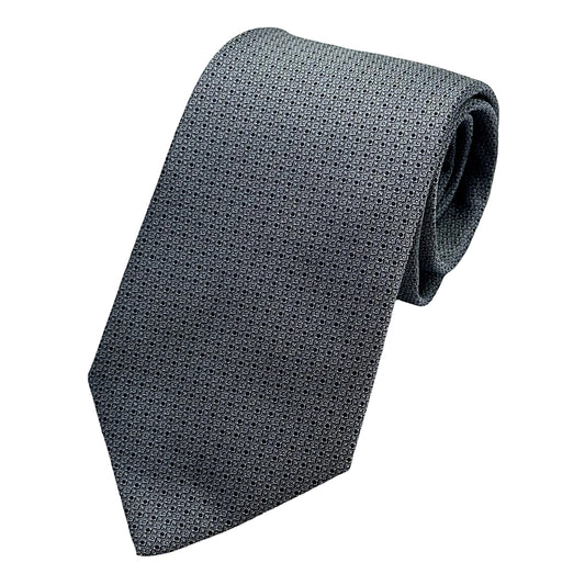 Mid Grey Italian Mens Silk Geometric Weave Neck Tie