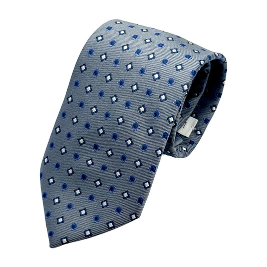 Slate Blue Italian Mens Silk Textured Spotted Weave Neck Tie