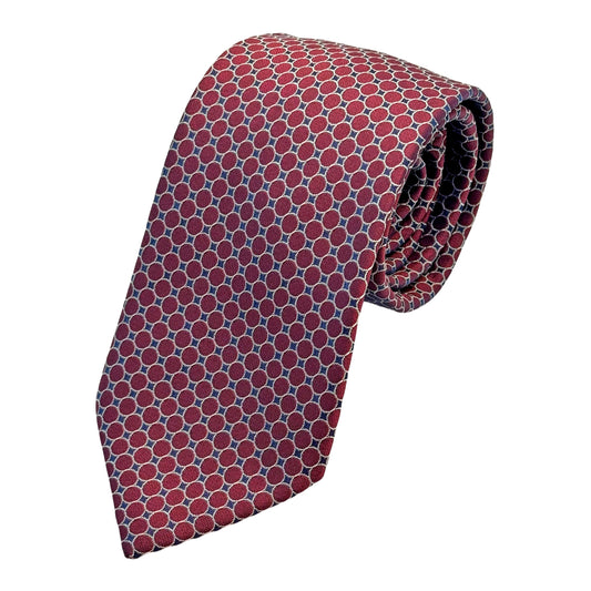 Burgundy Italian Mens Silk Textured Geometric Weave Neck Tie
