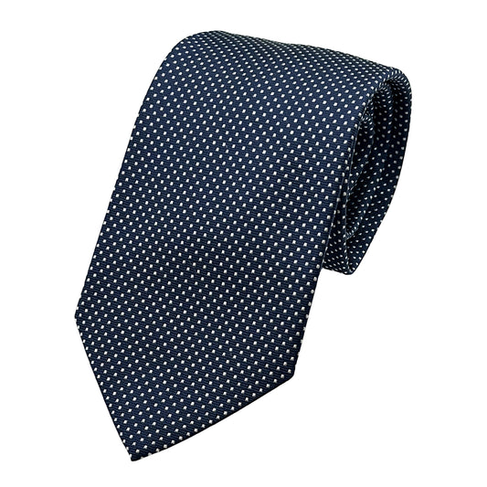 Navy Italian Mens Silk Textured Spotted Weave Neck Ties