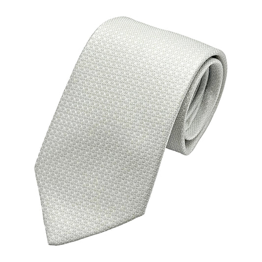Off White Italian Mens Silk Textured Geometric Weave Neck Tie