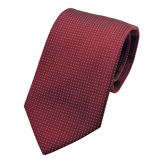 Burgundy Italian Mens Silk Textured Mini Spotted Weave Neck Ties
