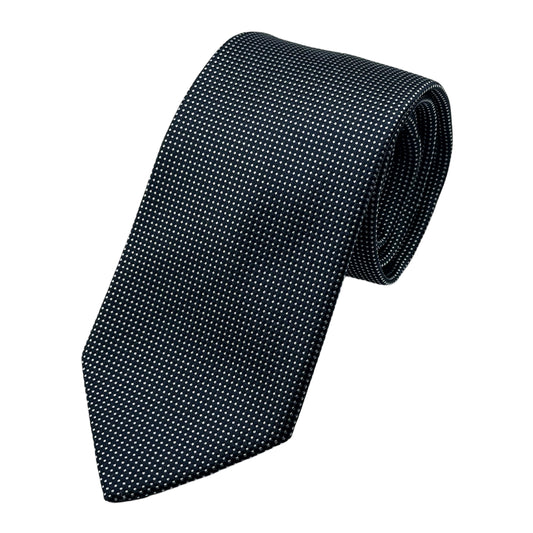Navy Italian Mens Silk Mini Geometric Spotted Weave Neck Tie