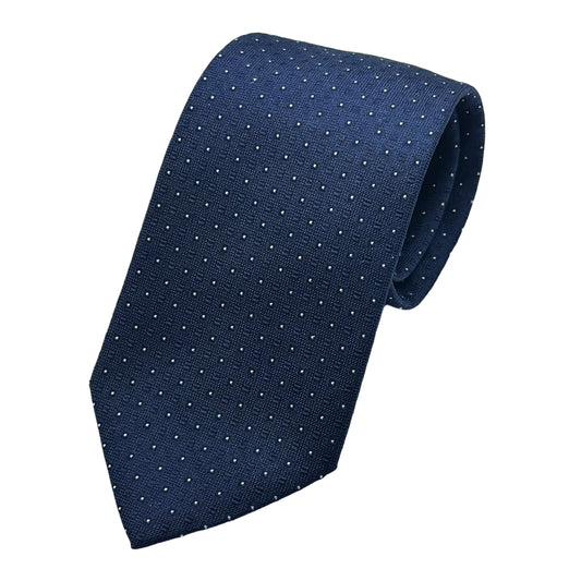 Navy Italian Mens Silk Textured Spotted Weave Neck Tie