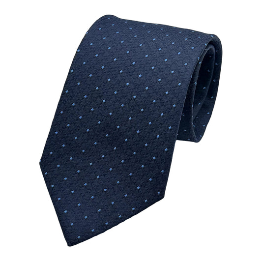 Navy/Sky Italian Mens Silk Textured Spotted Weave Neck Ties