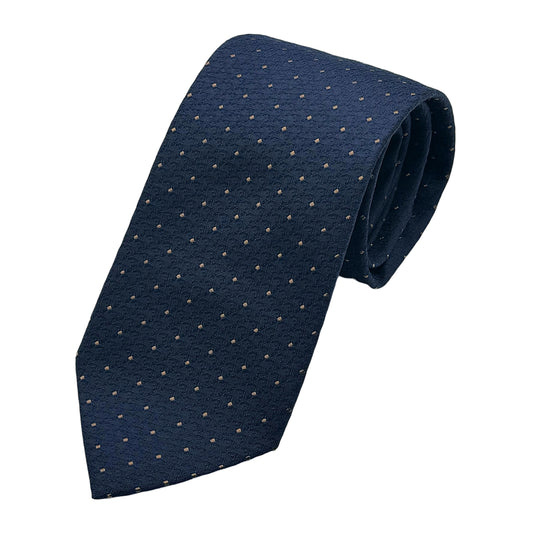 Navy/Brown Italian Mens Silk Textured Spotted Weave Neck Ties