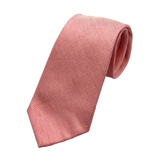 Coral Mens Luxury Silk/Linen Blend Neck Tie in Textured Slub Weave Design