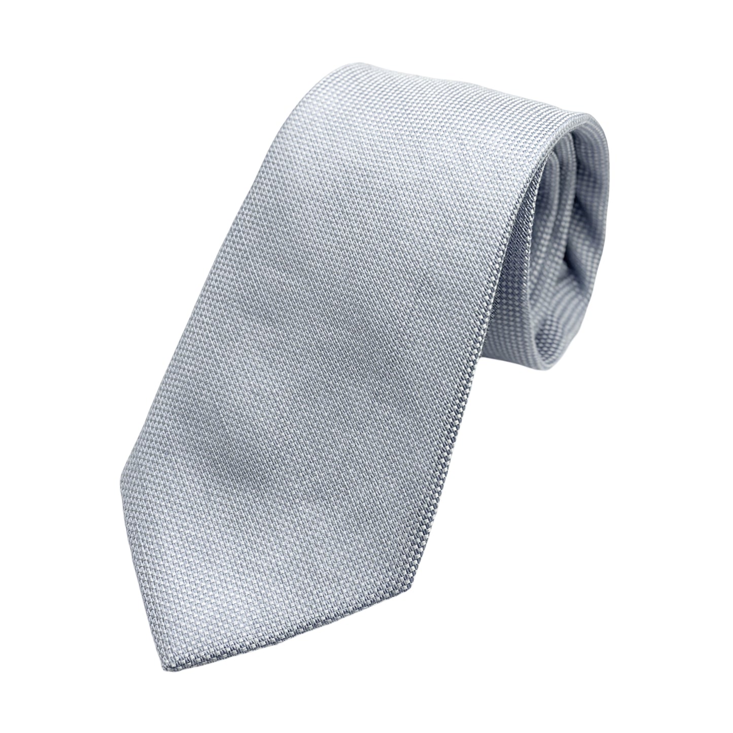 Soft Sky Blue Mens Luxury Silk/Linen Blend Neck Tie in Textured Slub Weave Design