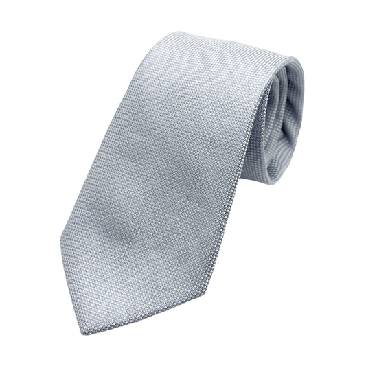 Soft Sky Blue Mens Luxury Silk/Linen Blend Neck Tie in Textured Slub Weave Design
