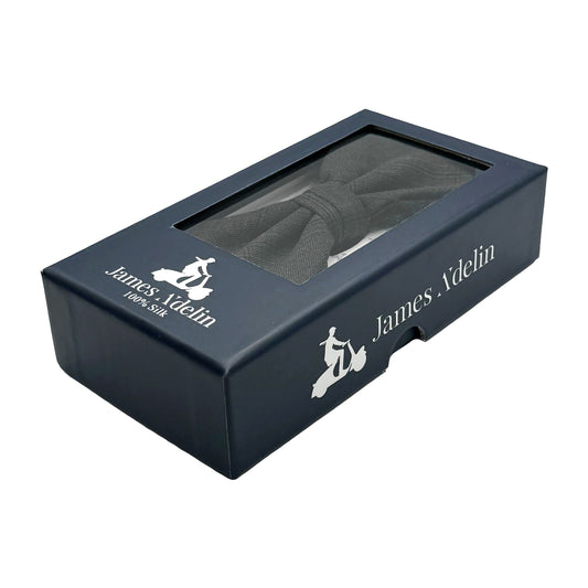 Dark Charcoal Mens Luxury Pure Wool Subtle Check Weave Bow Tie