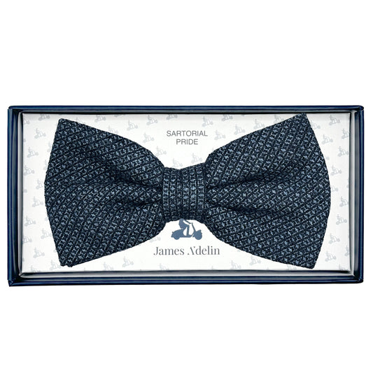 Blue Marle Mens Luxury Pure Wool Textured Weave Bow Tie