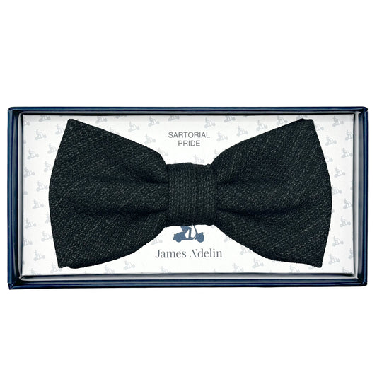 Charcoal Marle Mens Luxury Wool Blend Textured Weave Bow Tie