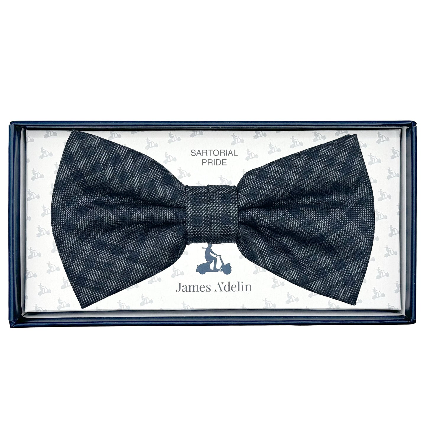 Charcoal Mens Luxury Pure Wool Mini Check Weave Bow Tie