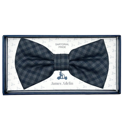 Charcoal Mens Luxury Pure Wool Mini Check Weave Bow Tie