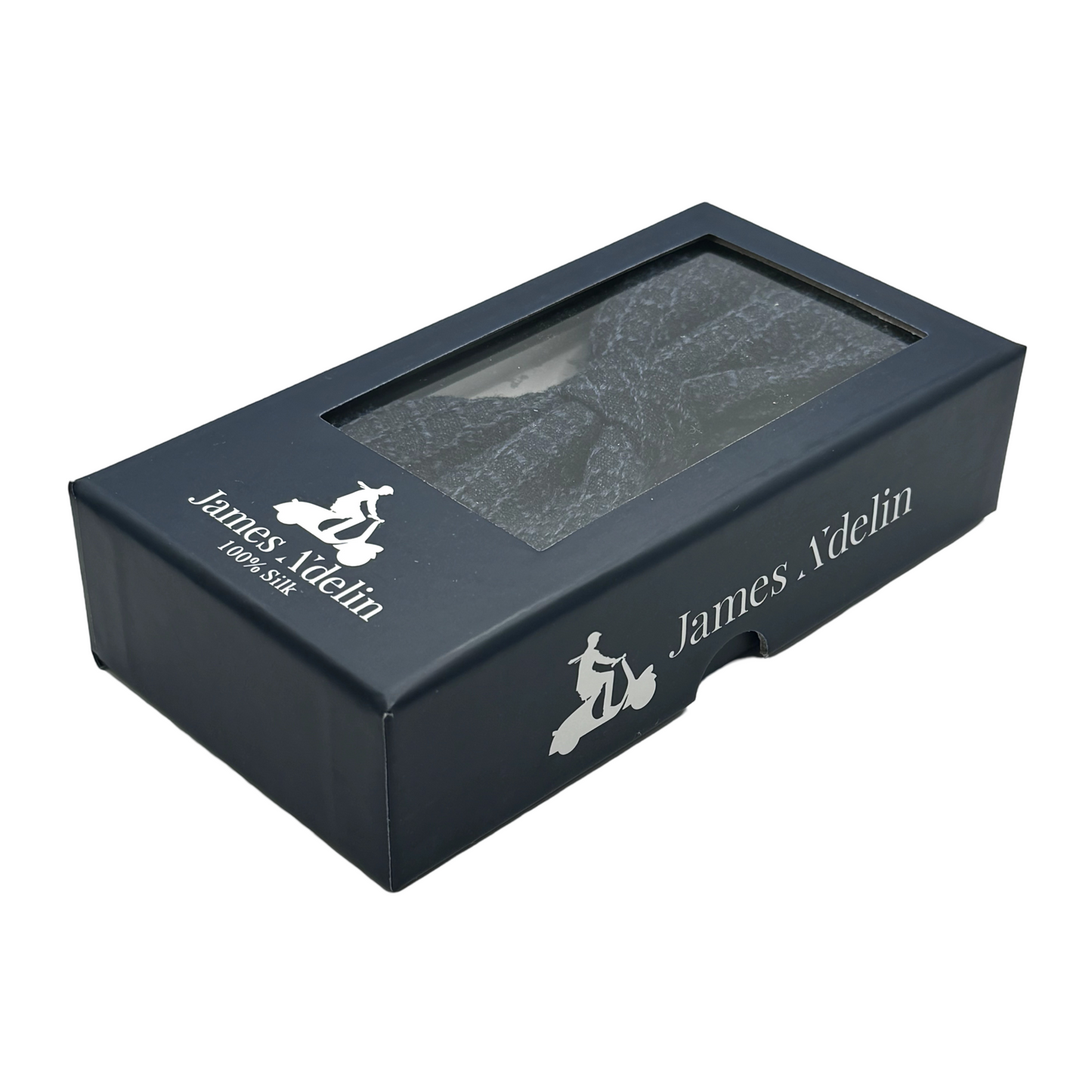 Navy Marle Mens Luxury Pure Wool Textured Square Weave Bow Tie