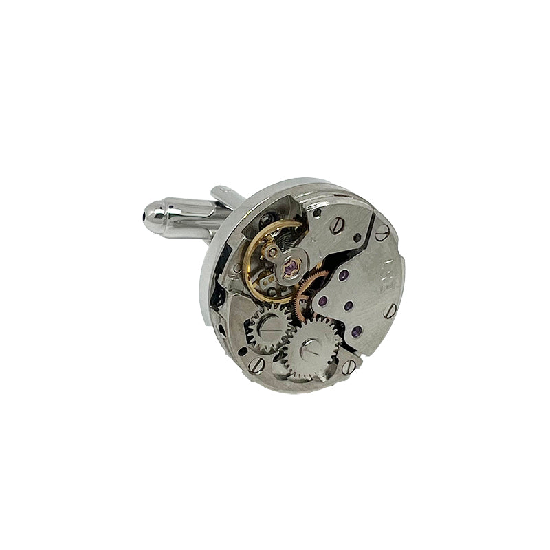 Silver Gear Circular Cuff Links