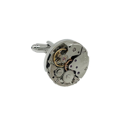 Silver Gear Circular Cuff Links