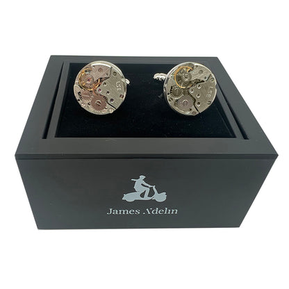 Silver Gear Circular Cuff Links