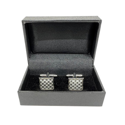 Silver Square Basket Weave Cuff Links