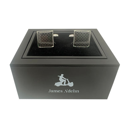 Silver/Black Carbon Fibre Square Cuff Links