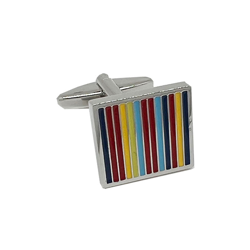 Silver Square Striped Cuff Links