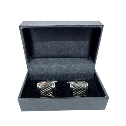 Silver Square Grated Cuff Links