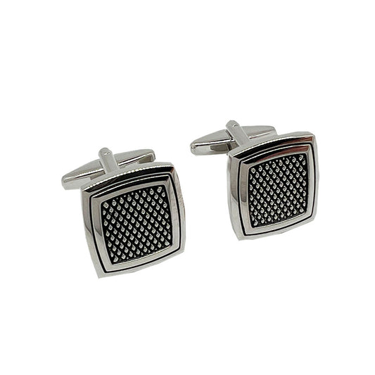 Silver Square Grated Cuff Links