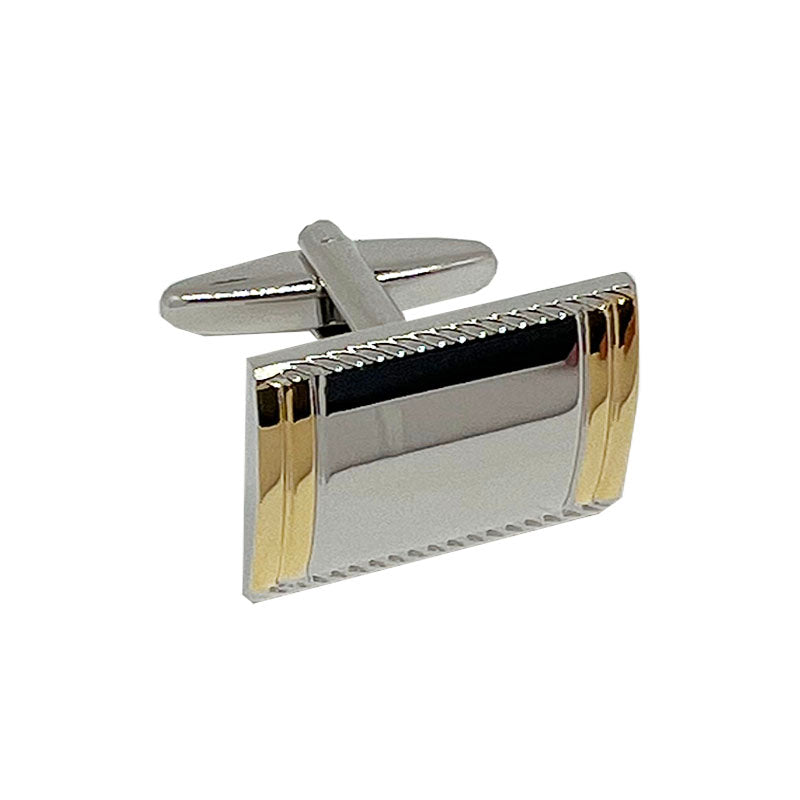 Silver/Gold Striped Rectangle Cuff Links