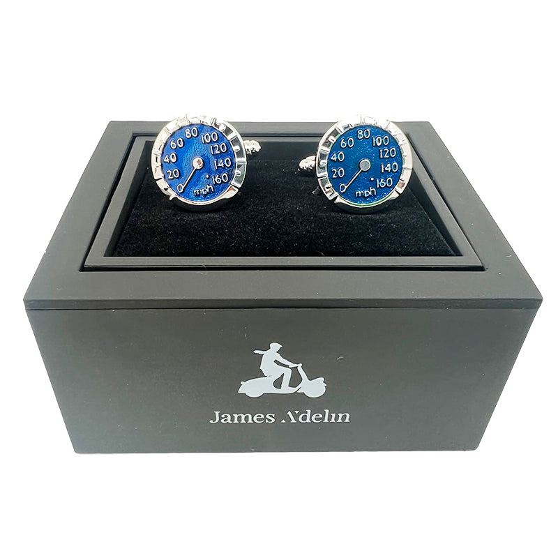 Silver/Blue Watch Circular Cuff Links