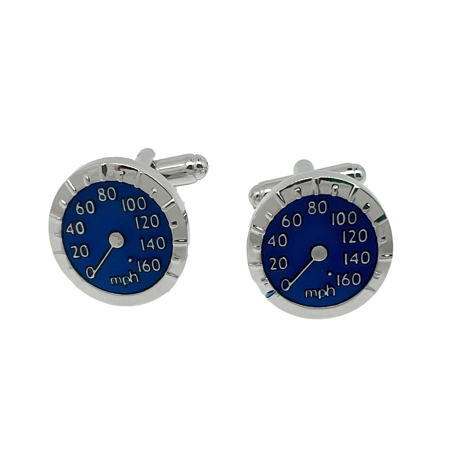Silver/Blue Watch Circular Cuff Links