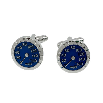 Silver/Blue Watch Circular Cuff Links