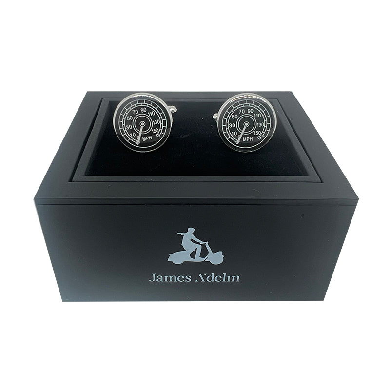 Silver/Black Speedometer Circular Cuff Links