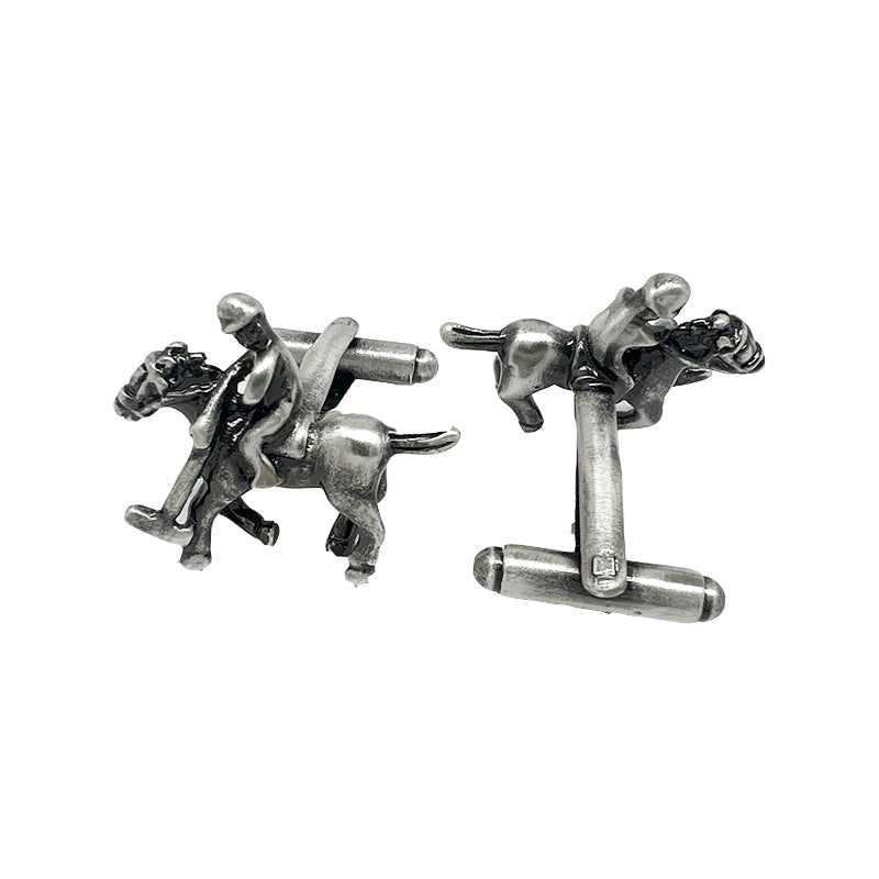 Antique Silver Polo Player Cuff Links